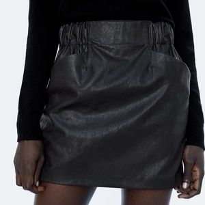 Zara Leather Mini Skirt with Pockets